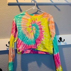 Tie dye cropped long sleeve shirt